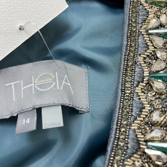 Theia Couture gown NWT size 14 mother of bride formal GORGEOUS jade green - Picture 5 of 7
